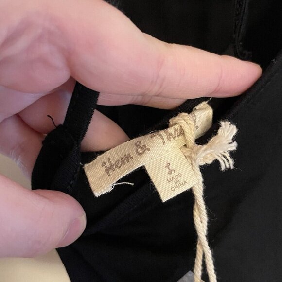Hem & Thread Women Sz L Black Adjustable Spaghetti Strap Slip Dress NWT - Picture 7 of 9
